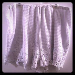 Cato Shorts - White Lacy Linen Drawstring Shorts Cato Shorts - White Lacy Linen Drawstring Shorts